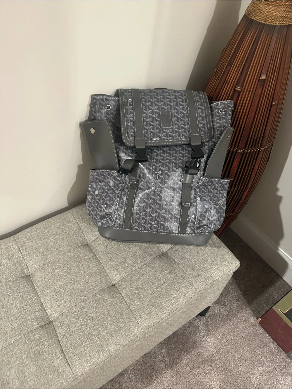 Gray Patterned Men's Backpack - Stylish Everyday Carry